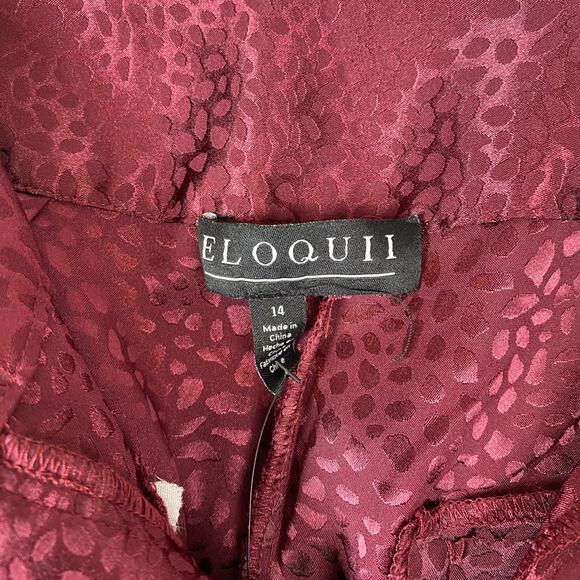 Eloquii Womens 14 Burgundy Animal Print Satin Wide Leg Pants - Picture 9 of 10